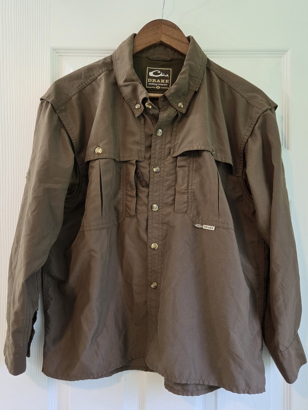 Drake Waterfowl Youth 16 Wingshooter Vented LS Shirt Brown
